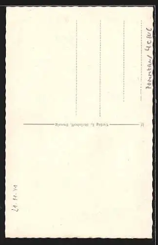 AK Danzig, St. Marienkirche, rechts ein altes Handwerksabzeichen