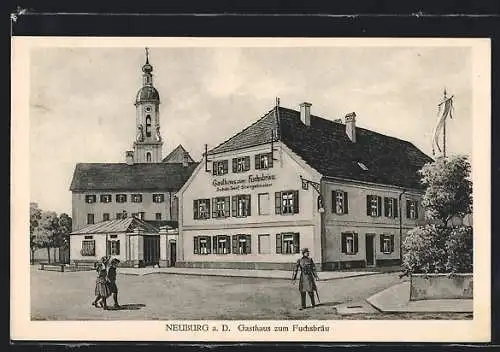 Künstler-AK sign. Hans Pernat: Neuburg a. D., Das Gasthaus zum Fuchsbräu