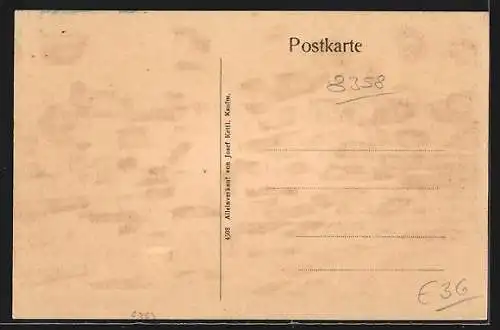 Künstler-AK Hofkirchen a. d. Trattnach, Teilansicht mit Kirche und Strassenpartie