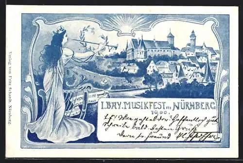 AK Nürnberg, I. Bay. Musikfest 1900, Teilansicht mit Schloss