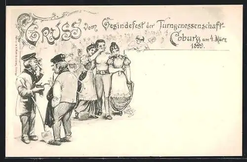 Lithographie Coburg, Gesindefest der Turngenossenschaft 1899