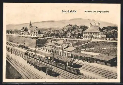 Künstler-AK Leopoldshöhe / Weil, Gasthaus Wegeler und Bahnhof