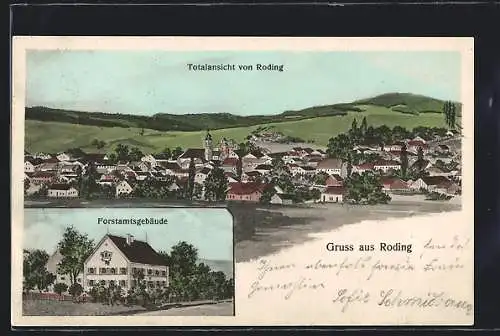 AK Roding / Obpf., Forstamt, Totalansicht mit Umgebung