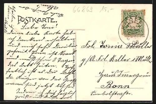 AK Kusel, Marktstrasse mit prot. Kirche