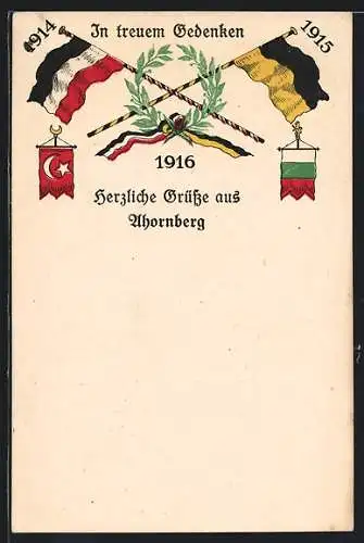 AK Ahornberg, Fahnen des Dreibunds und der Türkei