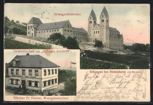 AK Eibingen bei Rüdesheim, Gastwirtschaft zur Schönen Aussicht von Fr. Fendel, Weingutbesitzer