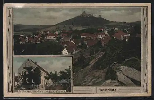 AK Flossenbürg, Gasthof zum Schlossberg von Heinr. Wittmann, Ortsansicht