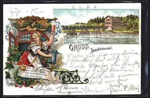 Lithographie Scheuring, Gasthaus Lechhänsel, Zollstation am Lech