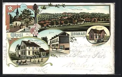Lithographie Hornau, Bahnhof, Handlung von Peter Schmidt, Schule