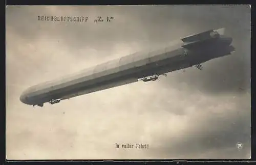 AK Reichsluftschiff Zeppelin Z1 in voller Fahrt