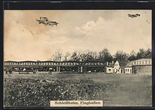 AK Schleissheim, Flughafen mit Flughallen
