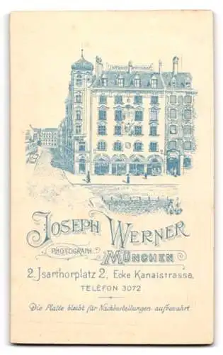 Fotografie Joseph Werner, München, 2. Isarthorplatz 2, Älterer Herr mit Schnauzbart