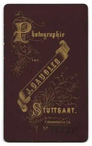 Fotografie H. Gaugler, Stuttgart, Calwerstr. 58, Dame mit aufwendig frisiertem Haar im Kleid mit Schleife am Kragen