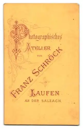 Fotografie Franz Schröck, Laufen, Bürgerliche Dame mit Kopfschmuck, Ohrringen, einer Brosche und vielen Ketten