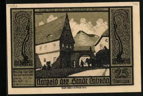 Notgeld Lobeda 1921, 25 Pfennig, Altes Haus und alte Toreinfahrt