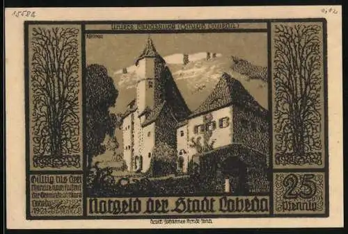 Notgeld Lobeda 1921, 25 Pfennig, Die untere Landeburg