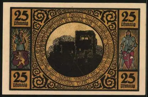 Notgeld Lobeda 1921, 25 Pfennig, Die untere Landeburg