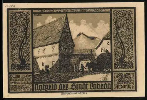 Notgeld Lobeda 1921, 25 Pfennig, Altes Haus und die alte Toreinfahrt