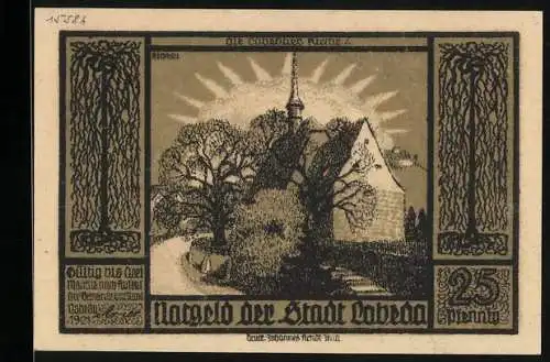 Notgeld Lobeda 1921, 25 Pfennig, Die alte Lobedaer Kirche