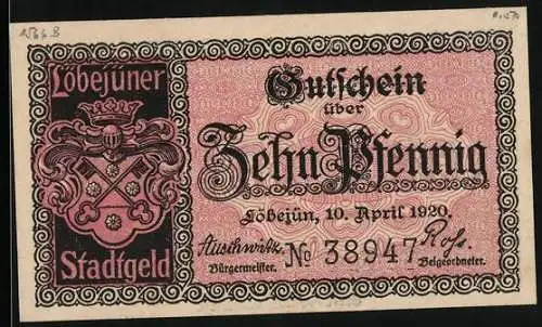 Notgeld Löbejün 1920, 10 Pfennig, Loewe`s Geburtshaus