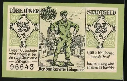 Notgeld Löbejün 1920, 25 Pfennig, Der bankrotte Löbejüner