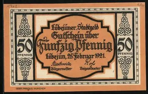 Notgeld Löbejün 1920, 50 Pfennig, Der bankrotte Löbejüner