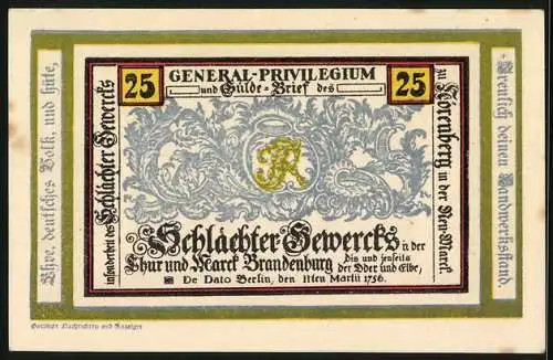 Notgeld Nörenberg 1921, 25 Pfennig, Karte der Umgebung