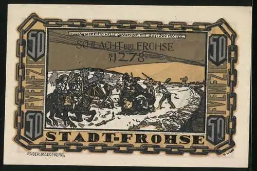 Notgeld Frohse 1921, 50 Pfennig, Die Schlacht bei Frohse