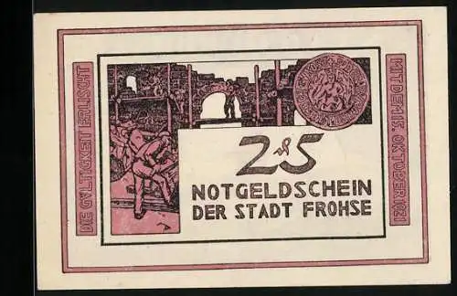 Notgeld Frohse 1921, 25 Pfennig, Bauern auf dem Feld