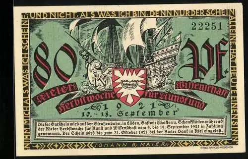 Notgeld Kiel 1921, 80 Pfennig, Kieler Herbstwoche für Kunst und Wissenschaft, Die Gründer der Universität