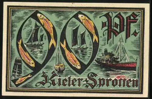 Notgeld Kiel 1921, 90 Pfennig, Kieler Herbstwoche für Kunst und Wissenschaft, Kieler Sprotten