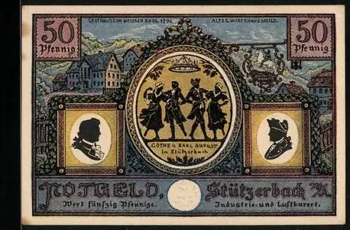 Notgeld Stützerbach 1921, 50 Pfennig, Goethe und Karl August am Tanzen