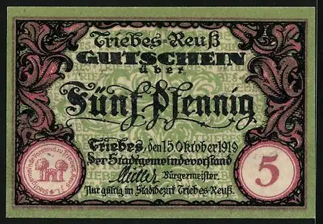 Notgeld Triebes 1919, 50 Pfennig, Wappen