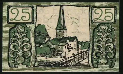 Notgeld Holzminden, 25 Pfennig, Blick auf die Kirche