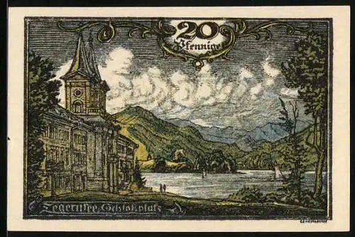 Notgeld Tegernsee 1921, 20 Pfennig, Schlossplatz, Wappen