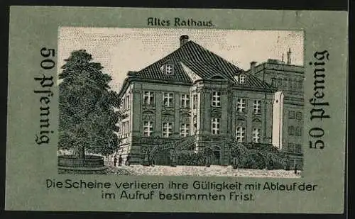 Notgeld Liegnitz, 50 Pfennig, Altes Rathaus