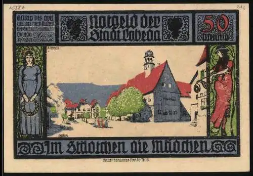 Notgeld Lobeda 1921, 50 Pfennig, Teilansicht und Burgruine