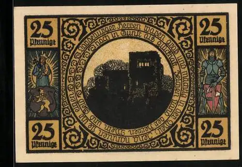Notgeld Lobeda 1921, 25 Pfennig, Schloss Lobeda und Burgruine