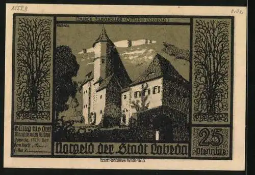 Notgeld Lobeda 1921, 25 Pfennig, Schloss Lobeda und Burgruine