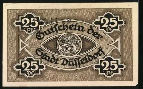 Notgeld Düsseldorf 1918, 25 Pfennig, Stadtwappen