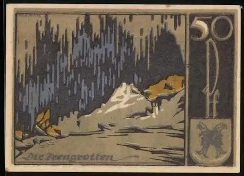 Notgeld Saalfeld a. S. 1921, 50 Pfennig, Die Feengrotten
