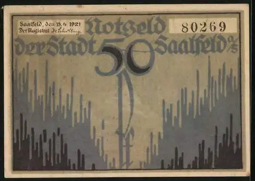 Notgeld Saalfeld a. S. 1921, 50 Pfennig, Die Feengrotten