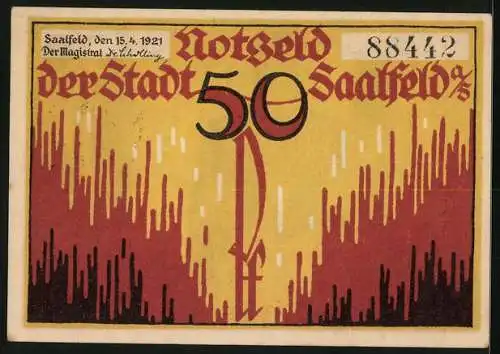 Notgeld Saalfeld /Saale 1921, 50 Pfennig, Am hohen Schwarm