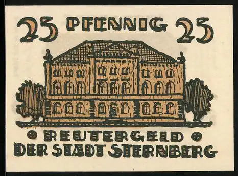 Notgeld Sternberg / Mecklenburg 1922, 25 Pfennig, Rathaus, Stadttor