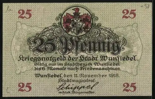 Notgeld Wunsiedel 1918, 25 Pfennig, Strassenpartie mit Kirche