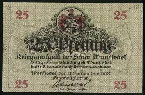 Notgeld Wunsiedel 1918, 25 Pfennig, Strassenpartie mit Torbogen