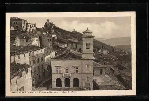 AK San Marino, Il Palazzo della Posta e veduta del Paese