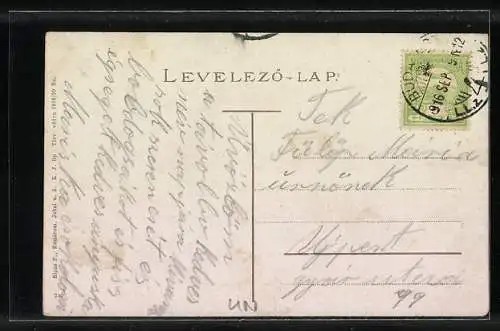 AK Komárom, Klapka-Platz mit dem Stadthaus