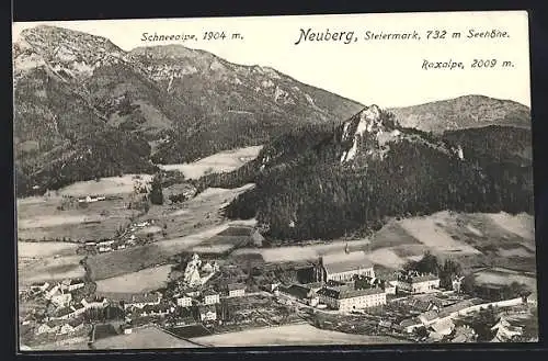AK Neuberg an der Mürz, Totalansicht mit Schneealpe
