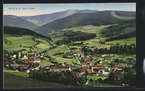 AK Spital am Semmering, Ortsansicht mit Blick in die Berge